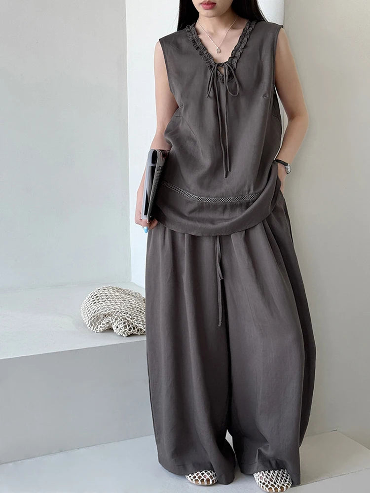ChicValue Cotton Vest and Wide-Leg Pants Set | Easy Two-Piece Style
