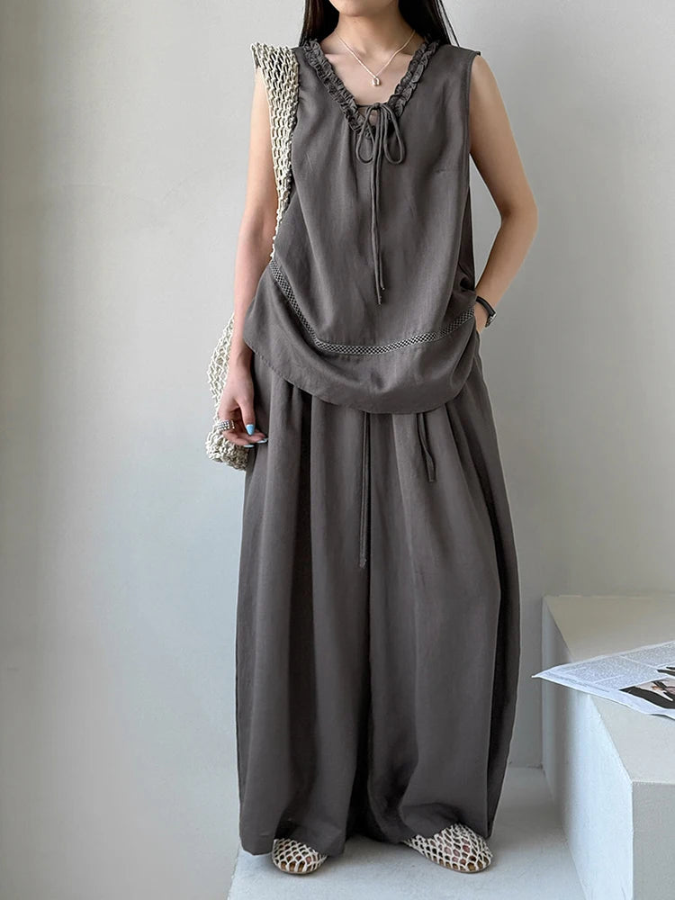 ChicValue Cotton Vest and Wide-Leg Pants Set | Easy Two-Piece Style